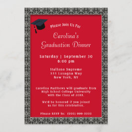 Zwart Lijst Diner Pet Rood Afstuderen Kaart