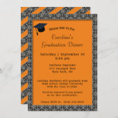 Zwart Lijst Diner Pet Sinaasappel Afstuderen Kaart (Voorkant / Achterkant)