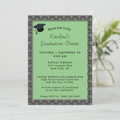 Zwart Lijst Dinner Pet Licht Groen Afstuderen Kaart (Staand voorkant)