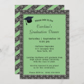 Zwart Lijst Dinner Pet Licht Groen Afstuderen Kaart (Voorkant / Achterkant)