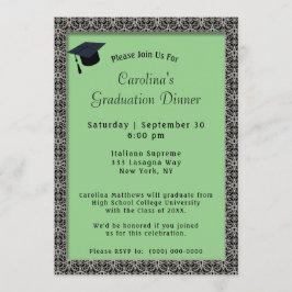 Zwart Lijst Dinner Pet Licht Groen Afstuderen Kaart