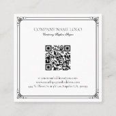 zwart lijst en aangepaste tekst op wit vierkante visitekaartje (Achterkant)