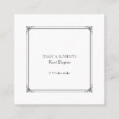 zwart lijst en aangepaste tekst op wit vierkante visitekaartje (Voorkant)