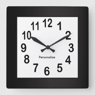 Zwart Lijst en nummers DIY Achtergrondkleur Vierkante Klok