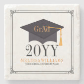 Zwart Lijst en Pet Afstuderen 2016 Stenen Onderzetter (Voorkant)