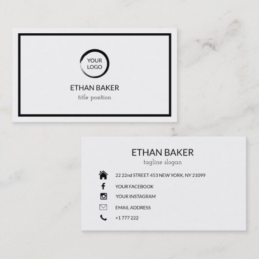 Zwart Lijst & logo's Visitekaartje (Voorkant / Achterkant)