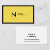 Zwart Lijst minimalistisch monogram geel Visitekaartje (Voorkant / Achterkant)