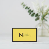Zwart Lijst minimalistisch monogram geel Visitekaartje (Staand voorkant)