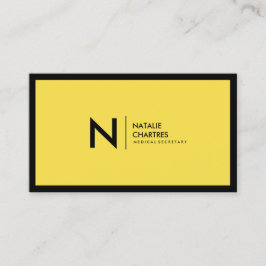 Zwart Lijst minimalistisch monogram geel Visitekaartje