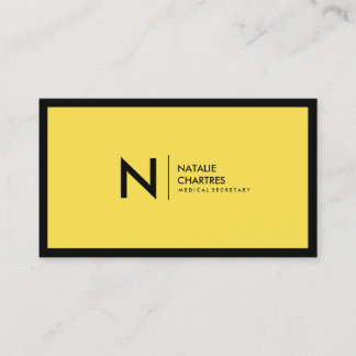 Zwart Lijst minimalistisch monogram geel Visitekaartje