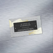 Zwart Lijst / modern geborsteld Magnetisch Visitekaartje (Voorbeeld)