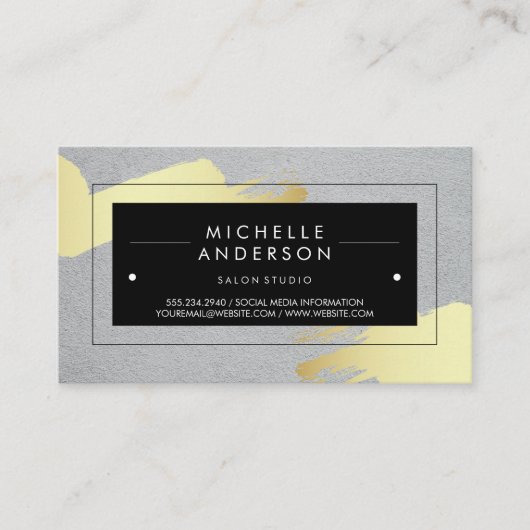 Zwart Lijst / modern geborsteld Visitekaartje (Voorkant)