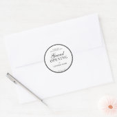 Zwart Lijst Script Bedrijfsnaam Grote Opening Ronde Sticker (Envelop)