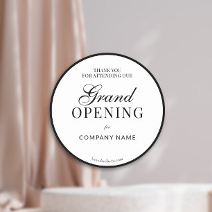 Zwart Lijst Script Bedrijfsnaam Grote Opening Ronde Sticker