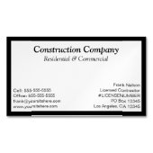 Zwart Lijst witte rechthoek Magnetisch Visitekaartje (Voorkant)