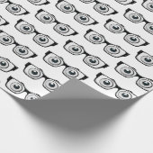 Zwart lijsten bril met oogballen cadeaupapier (Hoek)