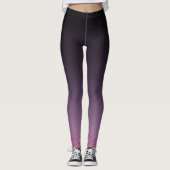 Zwart-Lila Paarse ombre gradiënt vervagen Leggings (Voorkant)