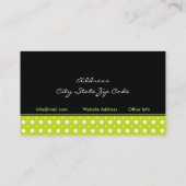 Zwart lime groen wit polka dot interieurs visitekaartje (Achterkant)