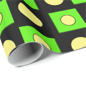 Zwart Lime Groene en Gele Abstracte Vormen Cadeaupapier (Rol Hoek)