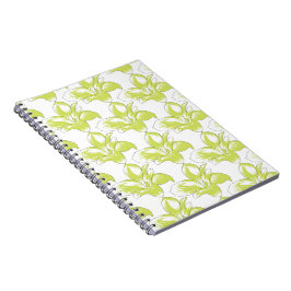 Zwart Lime Krachtig Bloempatroon Notitieboek