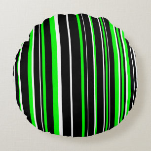 Zwart, Limegroen en Witte Barcode Streep Rond Kussen