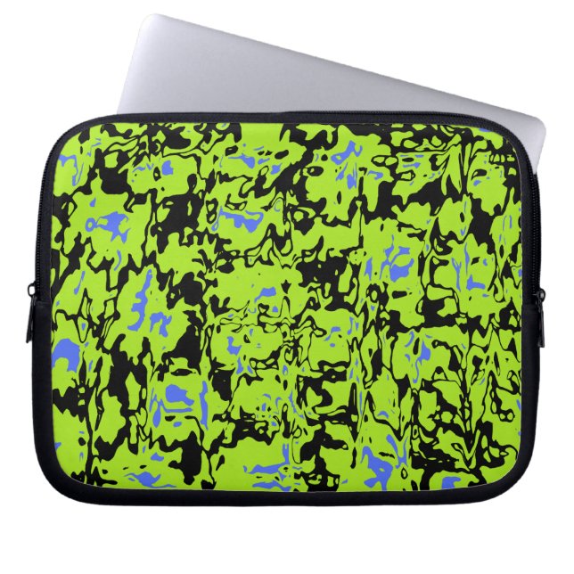 Zwart-Limoen Abstracte wervelkolom Laptop Sleeve (Voorkant)