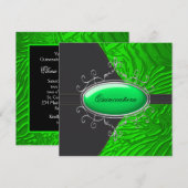 Zwart Limoen Groene Gestreepte Quinceanera Kaart (Voorkant / Achterkant)