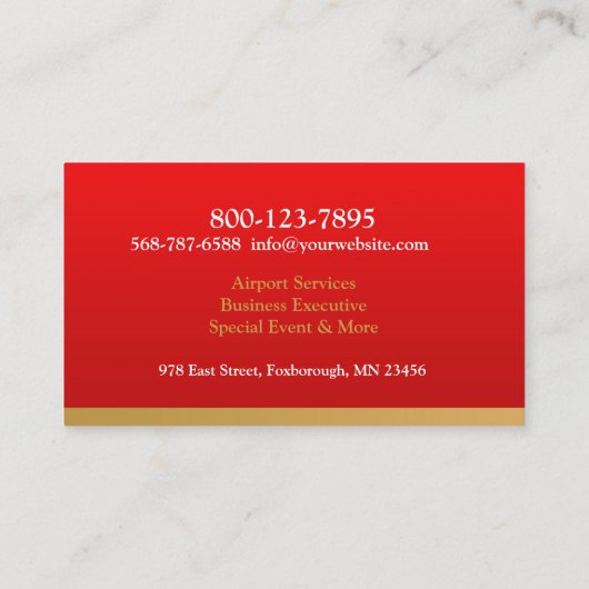 Zwart Limousine Driver Visitekaartje (Achterkant)