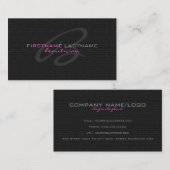 Zwart Linnen Burlap Textuur Mooie Kaart Visitekaartje (Voorkant / Achterkant)