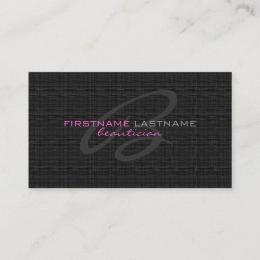 Zwart Linnen Burlap Textuur Mooie Kaart Visitekaartje (Voorkant)