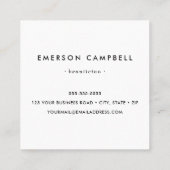 Zwart linnen moderne, minimalistische logo vierkante visitekaartje (Achterkant)