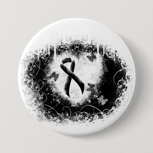 Zwart lint-baanhooghart ronde button 7,6 cm (Voorkant)