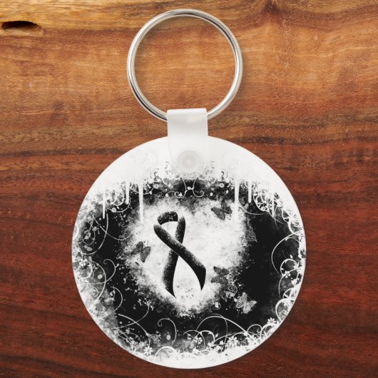 Zwart lint-baanhooghart sleutelhanger (Voorkant)