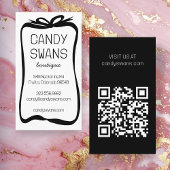 Zwart Lint Bows Sweet Custom QR Code Girly Visitekaartje