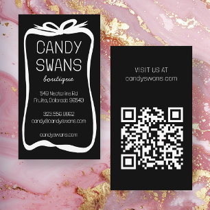Zwart Lint Bows Sweet Custom QR Code Girly Visitekaartje