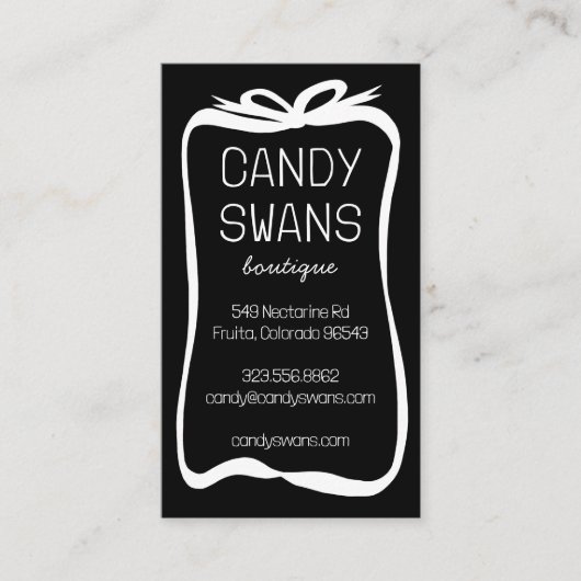 Zwart Lint Bows Sweet Custom Vrouwelijk Schattige  Visitekaartje (Voorkant)