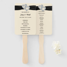 Zwart lint diamanten harten bruiloft programma fan