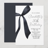 Zwart lint Elegant 30ste verjaardag Kaart (Voorkant / Achterkant)