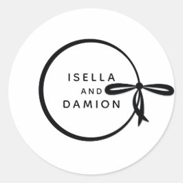 ZWART LINT EN BOOG RONDE STICKER