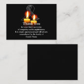 Zwart lint en kaars na de begrafenis Dank u Notitiekaartje (Voorkant / Achterkant)