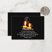 Zwart lint en kaars na de begrafenis Dank u Notitiekaartje (Voorkant / Achterkant in situ)