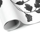 Zwart lint-groen wijnpatroon op wit cadeaupapier (Rol Hoek)