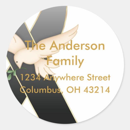 Zwart lint met Adresetiketten voor dovenbewustzijn Ronde Sticker (Voorkant)