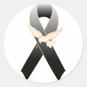Zwart lint met dove-sensibilisatiesticker ronde sticker