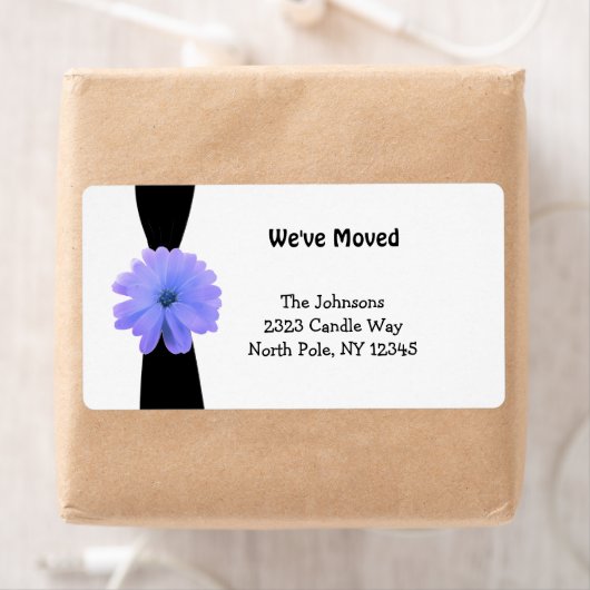 Zwart lint met Paars gloeiend nieuw adres Etiket (Insitu)