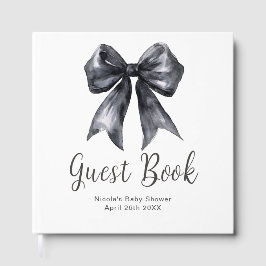 Zwart lint met strik baby shower gast boek