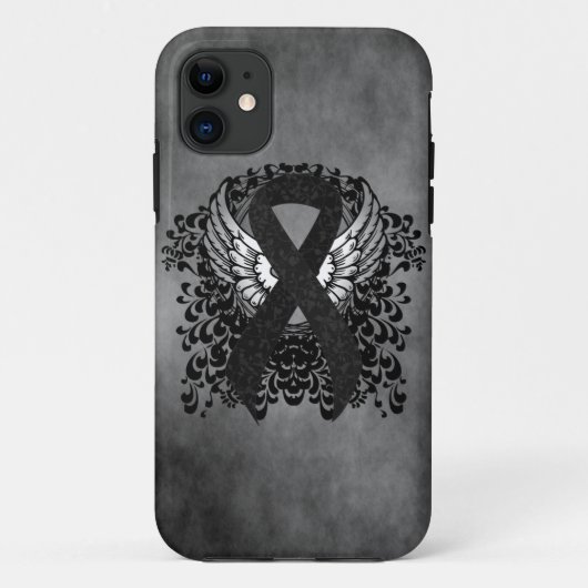 Zwart lint met vleugels Case-Mate iPhone case (Achterkant)