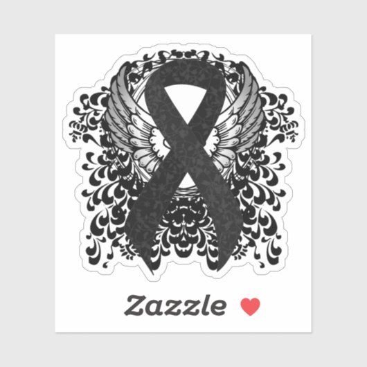 Zwart lint met vleugels sticker (Vel)