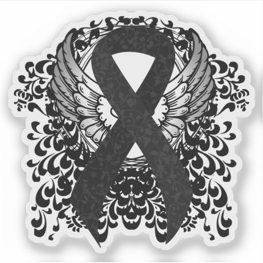 Zwart lint met vleugels sticker (Voorkant)