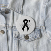 Zwart lint met vlinder ronde button 7,6 cm (In situ)